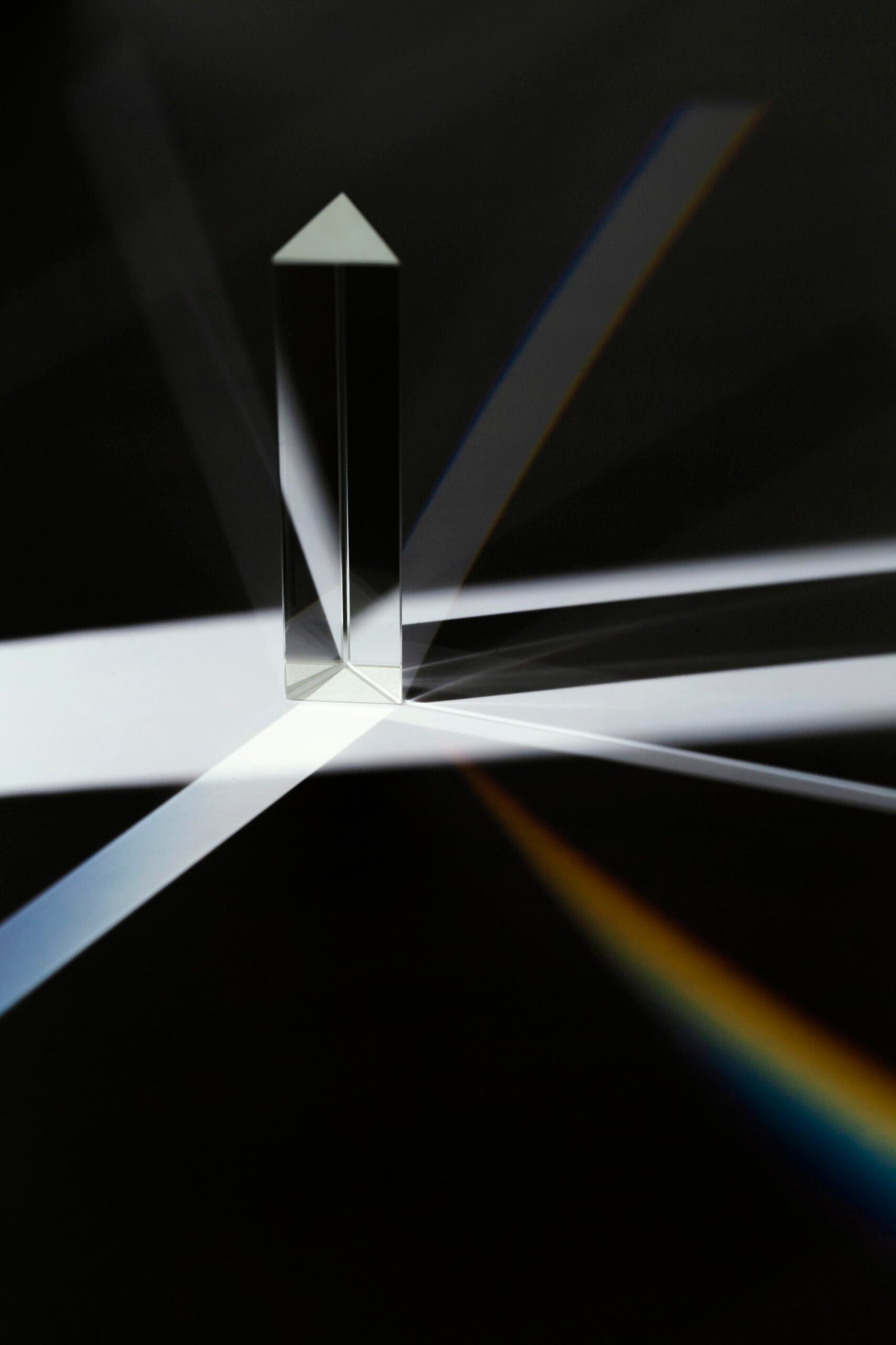 abstract front view black white prism rainbow light